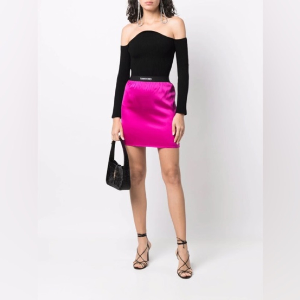 TOM FORD logo-waistband mini pencil skirt Size Small